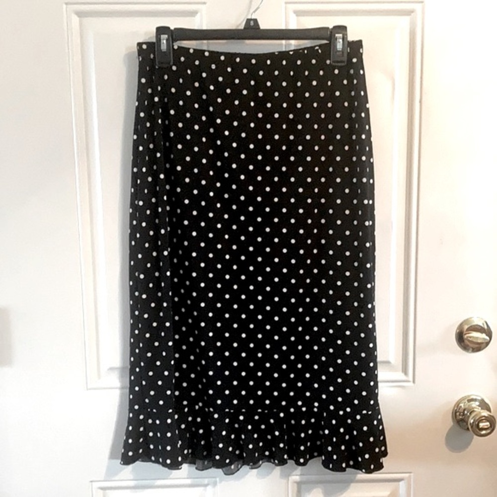 Carole Little Polka Dot Ruffle Pull On Skirt - Size Large.